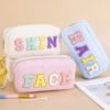 Croughts Style Corduroy Organizer With Letters Design For Portable Toiletry Storage