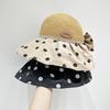 Sommer Damen Hut Sonnenschutz Sonnencreme Hut mit breiter Krempe Fischerhut Schleife Wellenpunkt Sonnenhut