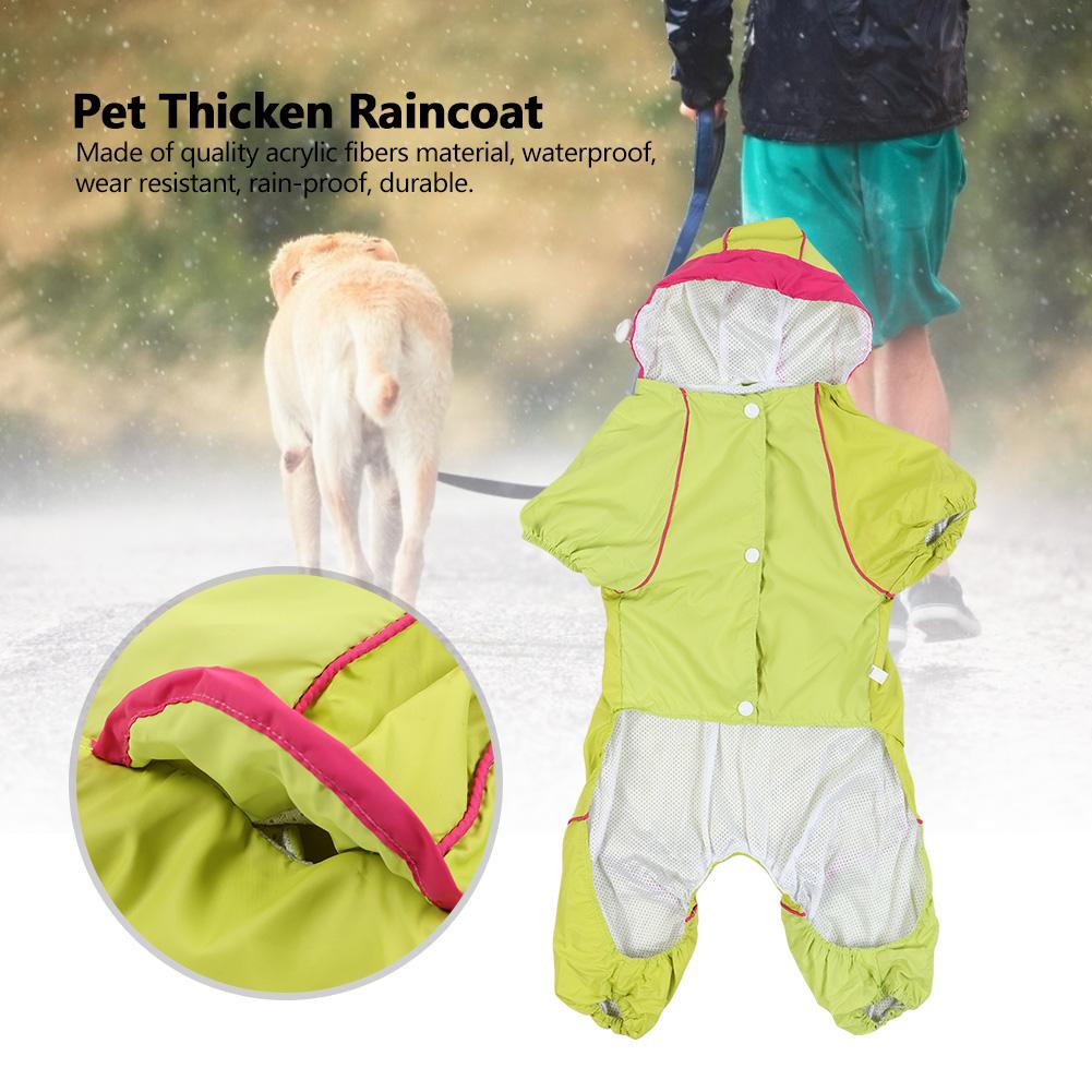 Thicken Pet Dog Cat Waterproof Rain Proof Hooded One Piece Raincoat Yellow(XXL )