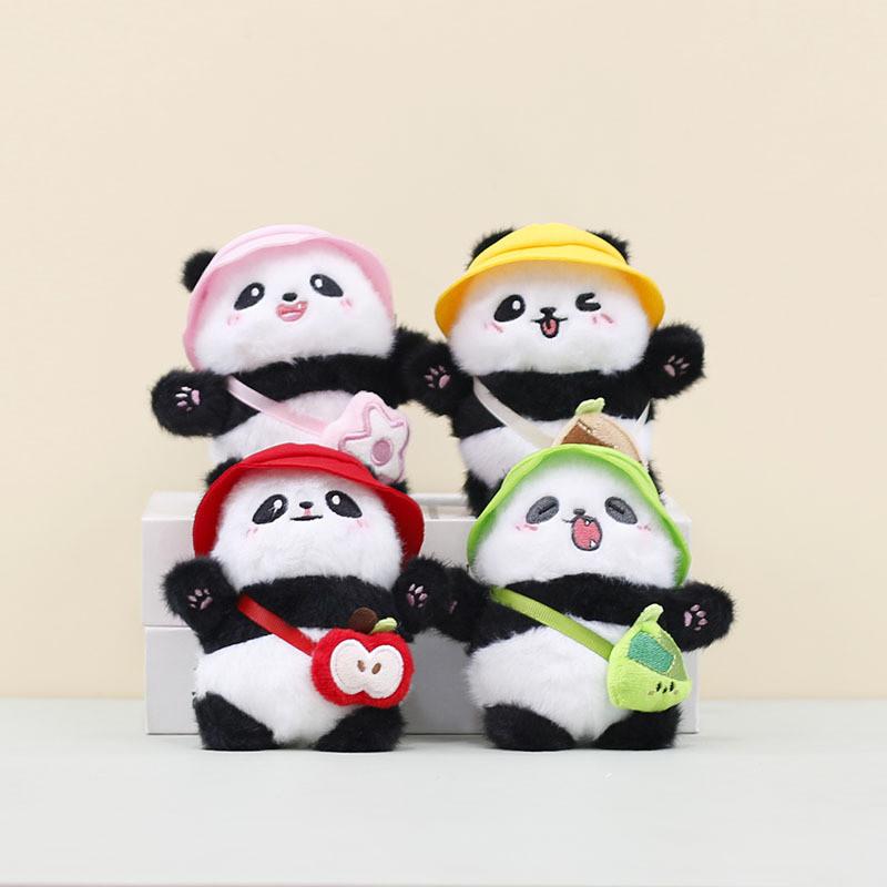 Soft And Cuddly Plush Panda Doll With Colorful Hat Perfect For Backpacks And Keyrings