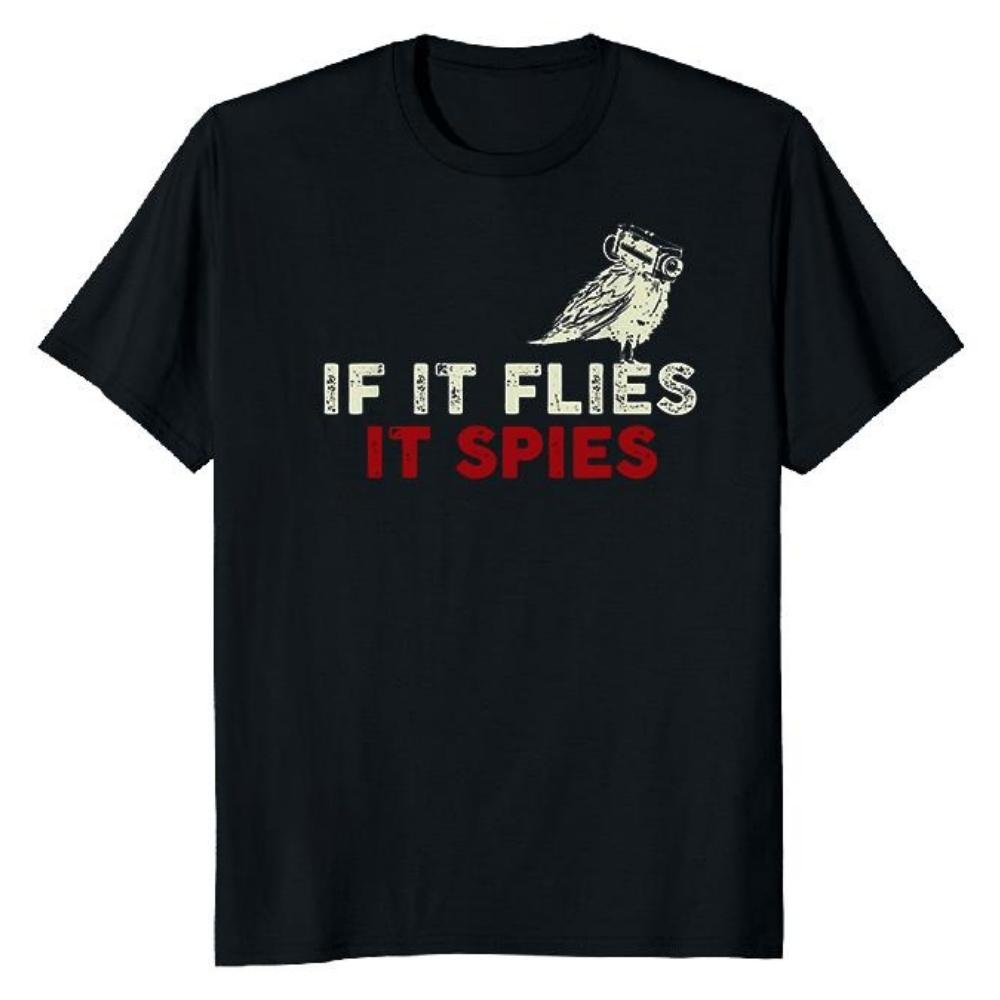Футболка унисекс «If It Flies It Spies Birds» S чёрный
