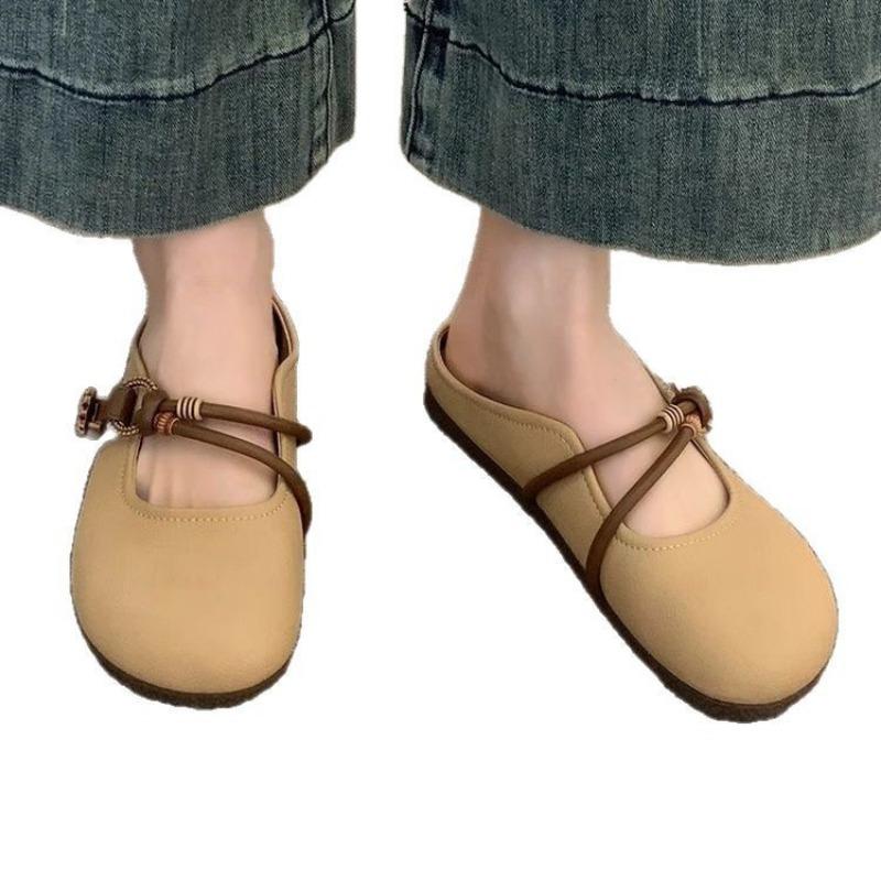Baotou Shoes Half-slippers Flat-bottomed One-foot Slippers Lazy Person's Flip-flops