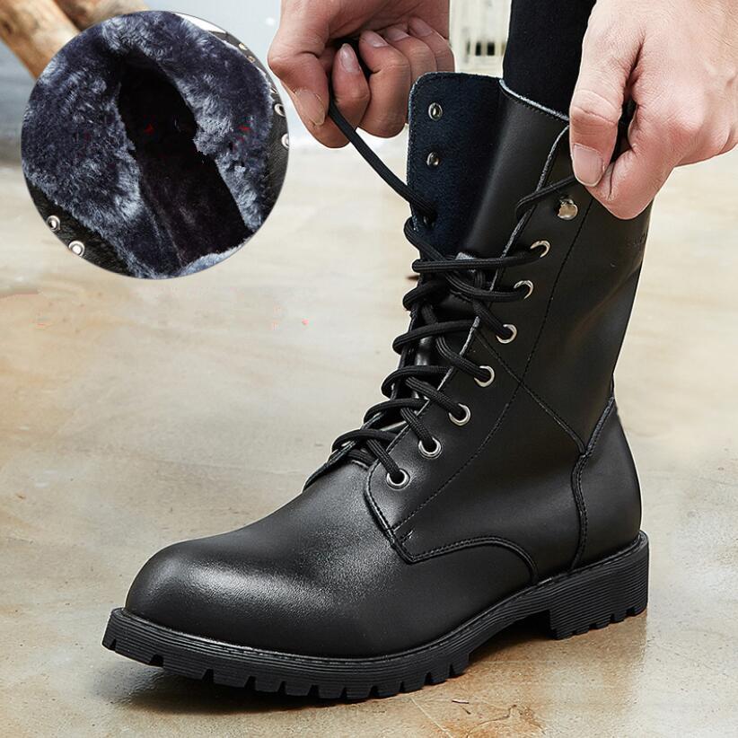 Módní kožené boty Pánské autentické boty Jaro a podzim Pravá kůže Pánské boty Černé motorkářské boty