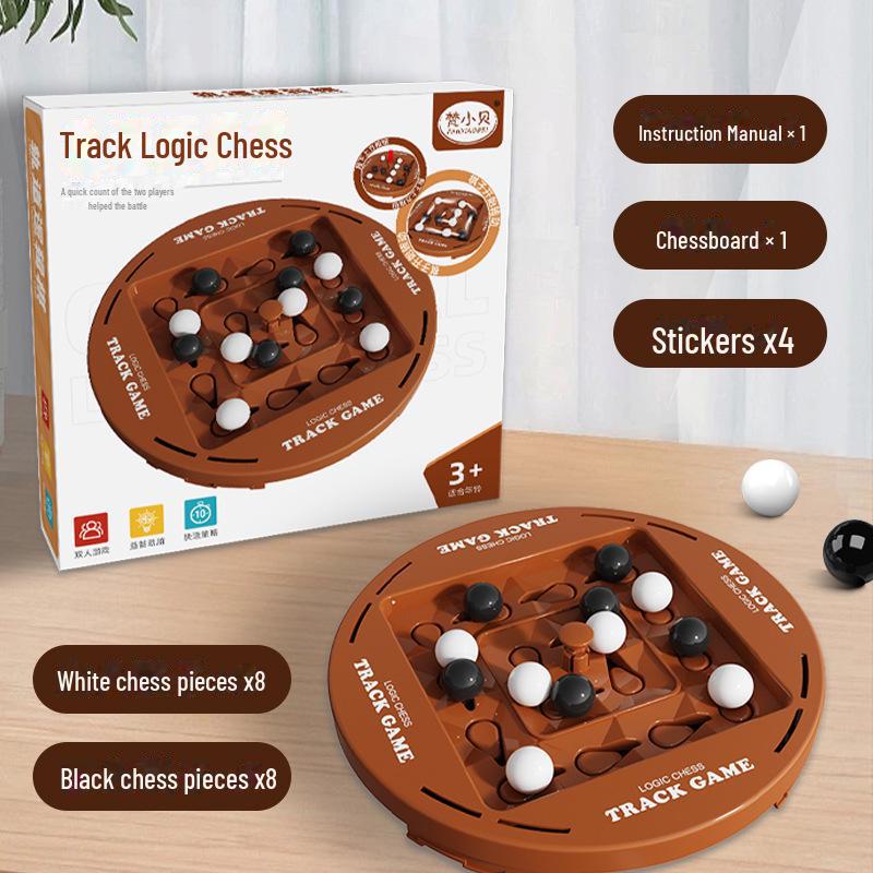 TrackLogic Schach: Schwarz-Weiß-Brettspiel für zwei Spieler zum Gehirntraining und strategischen Denken von Kindern
