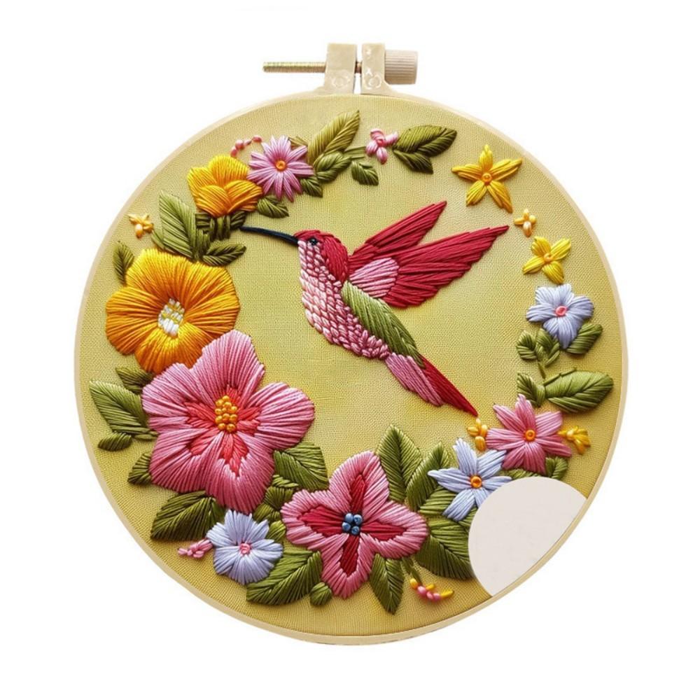 New Embroidery Flower Pattern DIY Cross Stitch Animal Bird Painting With Hoop Adult Beginner