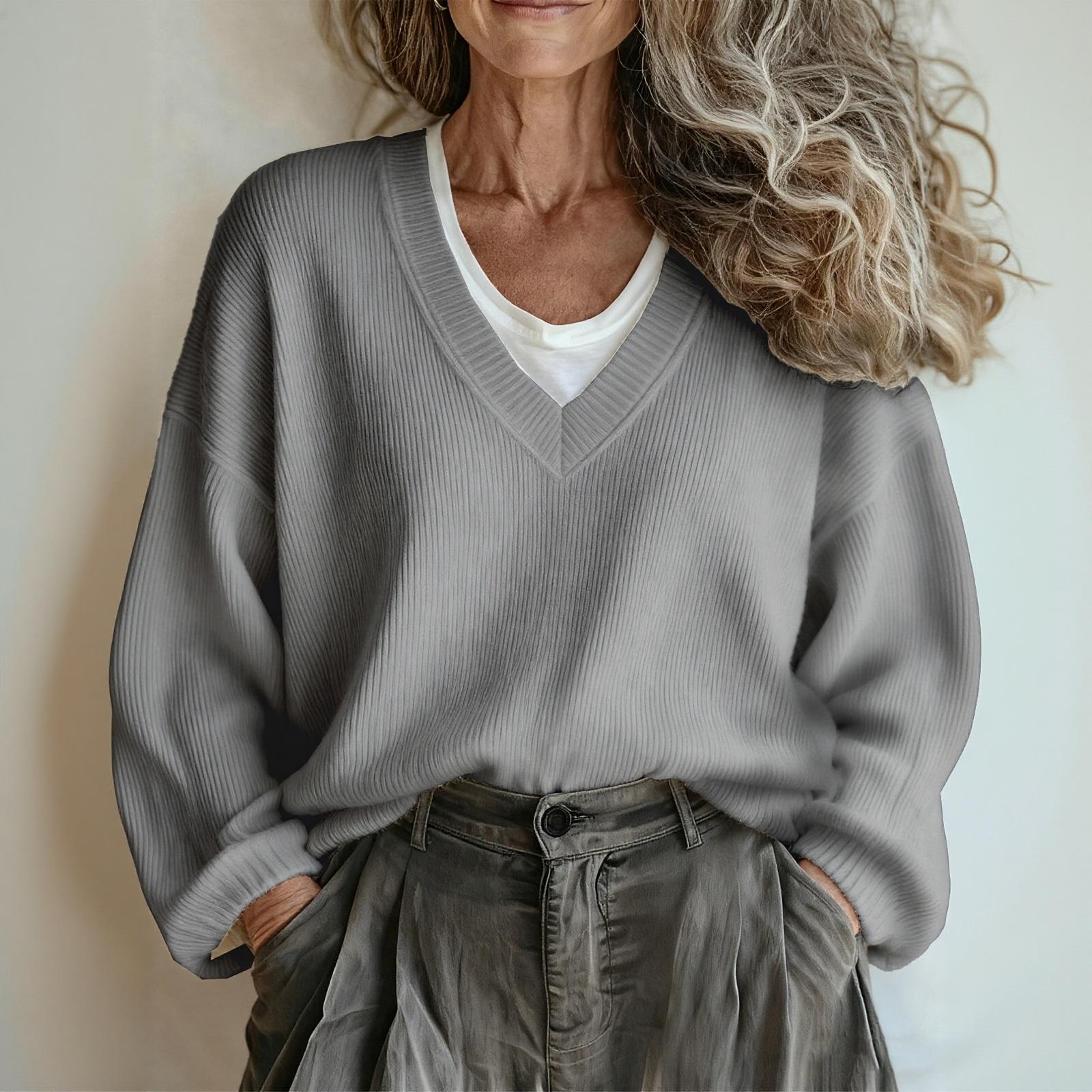 

Женский модный повседневный однотонный топ с длинным рукавом XL