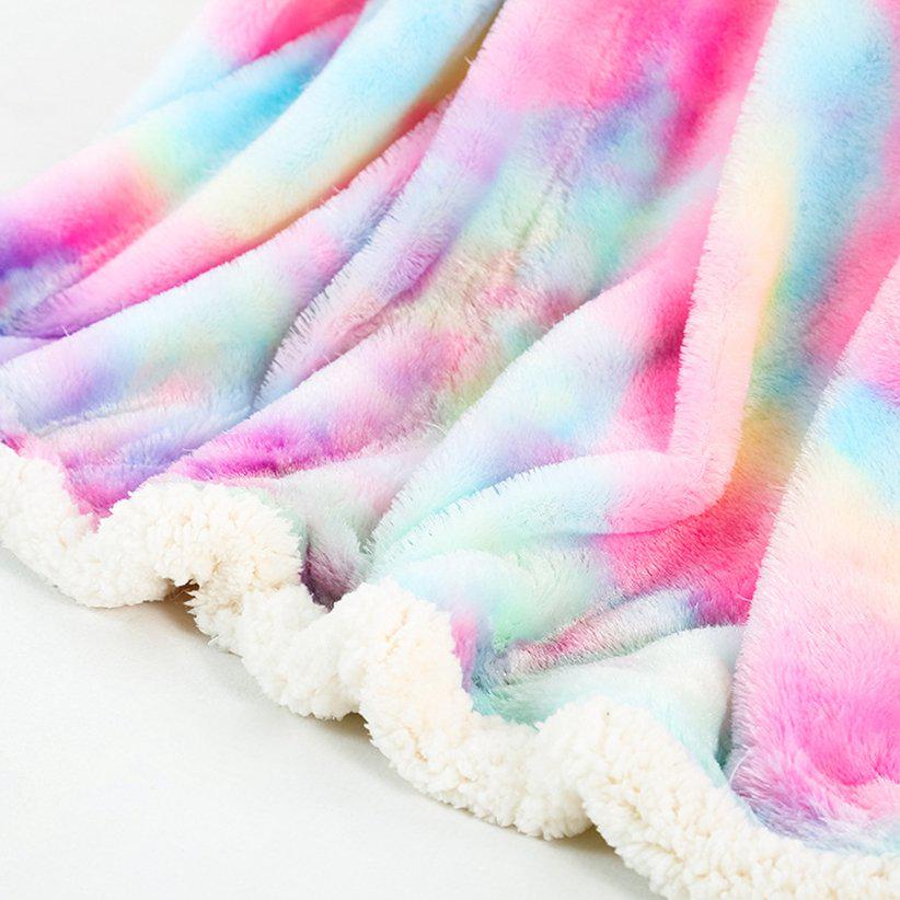 Travel Cover Tie Dye Print Office Nap Blankets Velvet Bed 1Pc Warm Rainbow Plush Blanket