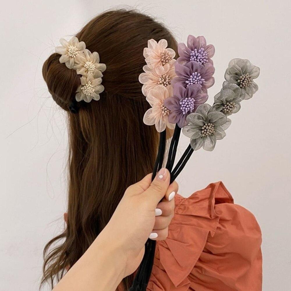 New Hair Coiler Female Flower Ball Head Lazy Hair Coil Artifact Net Celebrity Pearl Korean Headdress Hair Accessories