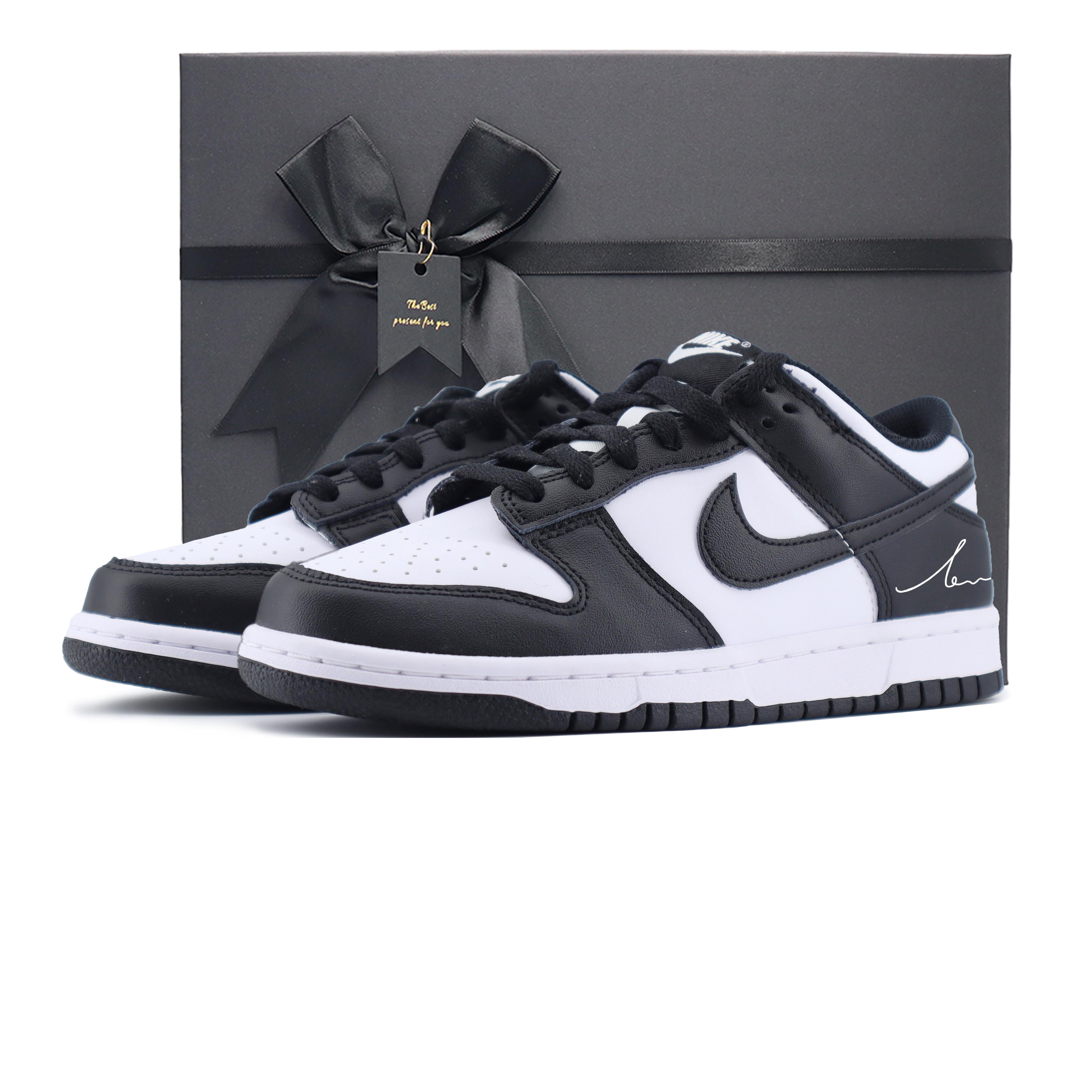 

Nike Dunk Slip Resistant Abrasion Resistant Low top Skateboard Shoes Unisex Black White DD1391-100(Team1253-loveBOX) 36