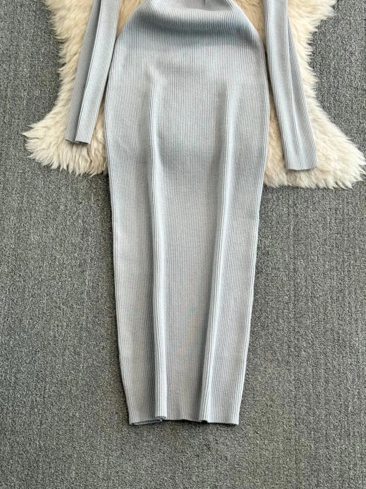 Осенне-зимнее платье с длинными рукавами — фото 17