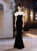 Elegant One-Shoulder Black Sequin Mermaid Evening Gown for Women