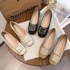 Single Shoes Women's Spring and Summer 2025 Popular Thick Heel Square Buckle Shallow Mouth Middle-aged and Elderly Soft Sole Non-slip Mother Shoes Do