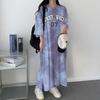 Korean Tie-Dye Slim Fit Letter Print T-Shirt Dress - Women's Summer 2024 Collection