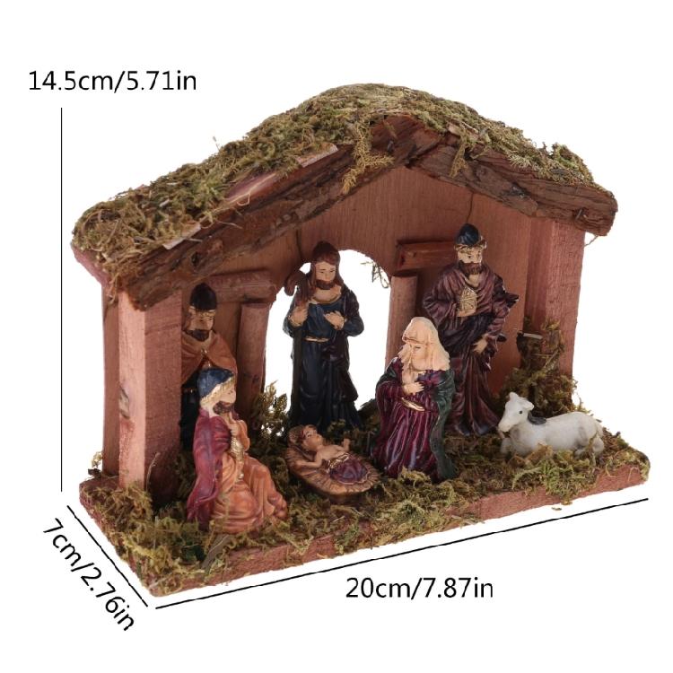 Set Presepio in Resina Statua della Natività Decorazione Natalizia per Decorazione della Casa