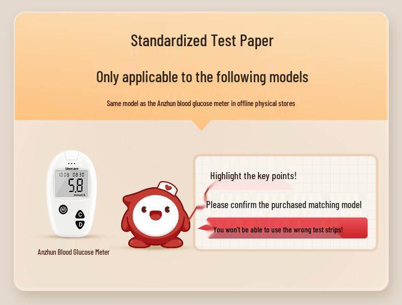 Sannuo Anzhun Blood Glucose Test Strips with Lancets - 50 Pack, Precise Sugar Measurement