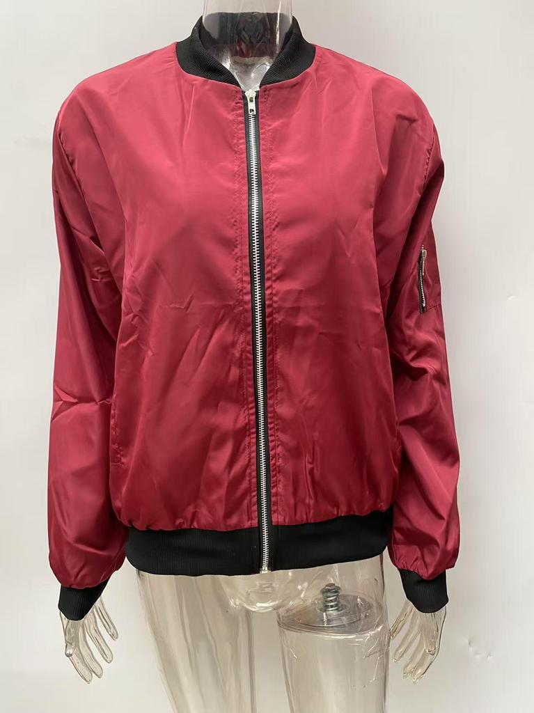Women's European & American Fashion Solid Color Zipper Casual Jacket - Spring 2023