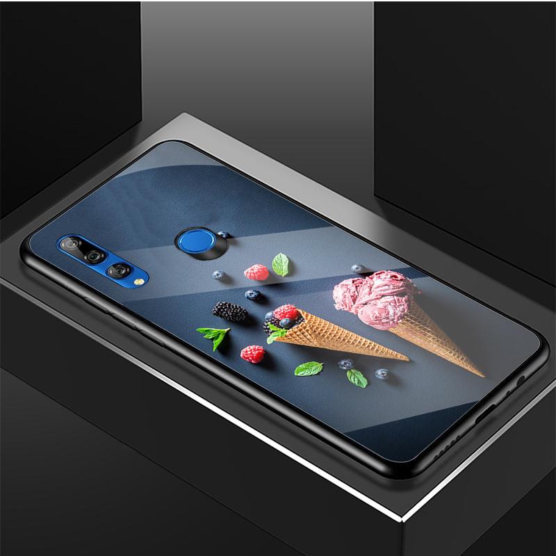Ice Cream Tempered Glass Phone Case For Huawei Honor 8X 9 10i 20i 20Lite 20Pro 30 Pro Cover Shell