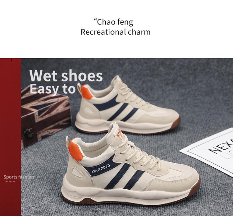 Four Seasons Men's Lace-up Mid-cut Running Shoes - Korean Style Youth Casual Sports Sneakers