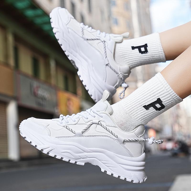 Fashion Men's Vulcanized Shoes Trendy Personalized Teenagers Casual Shoes Round Toe Lace-Up Plus Size Platform Shoes Men Shose For Sale