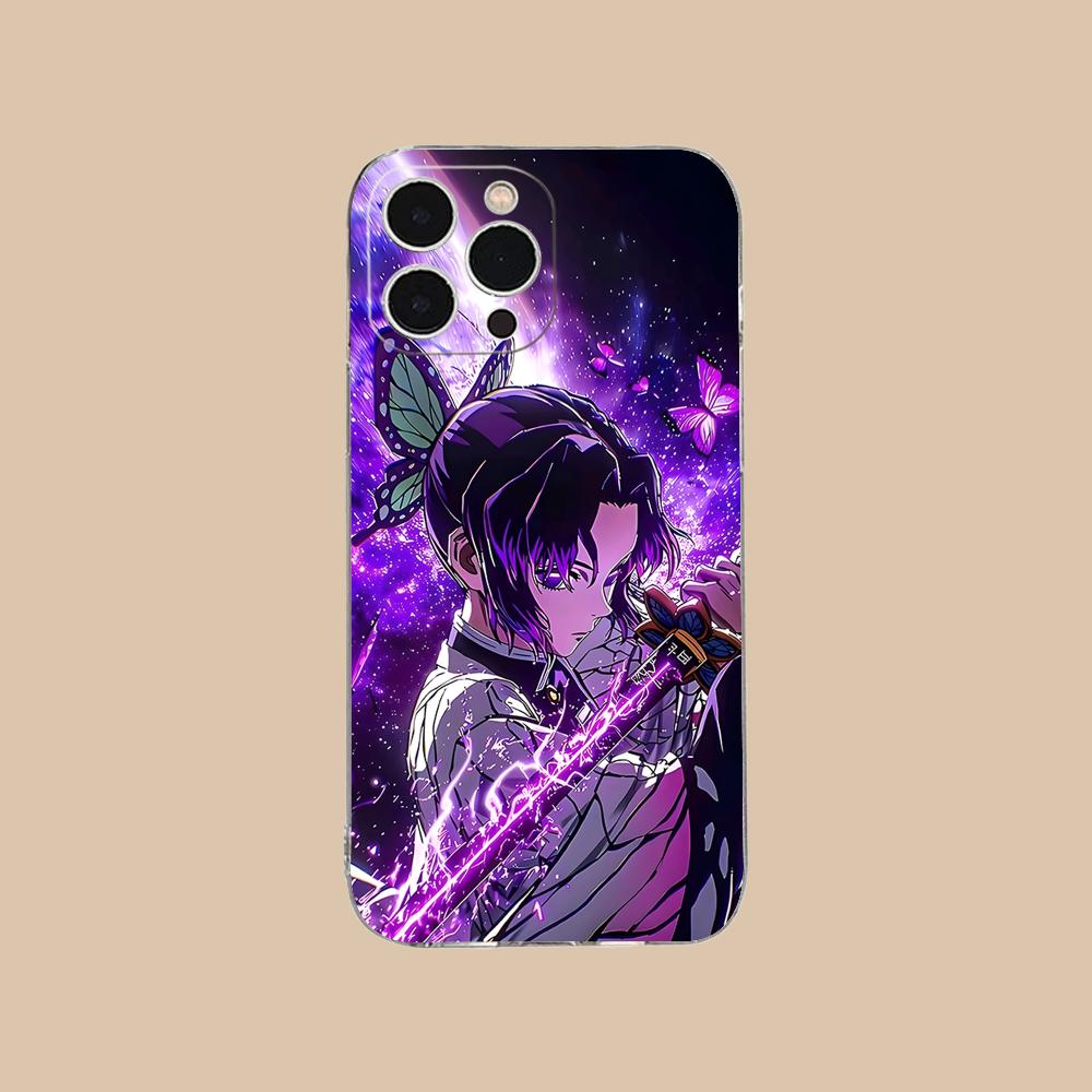 Demon Slayer Shinobu Kocho Phone Case for iPhone 16 15 14 13 12 11 X XR XS 8 6 Pro Max Plus Mini Clear Colour Protective Cover