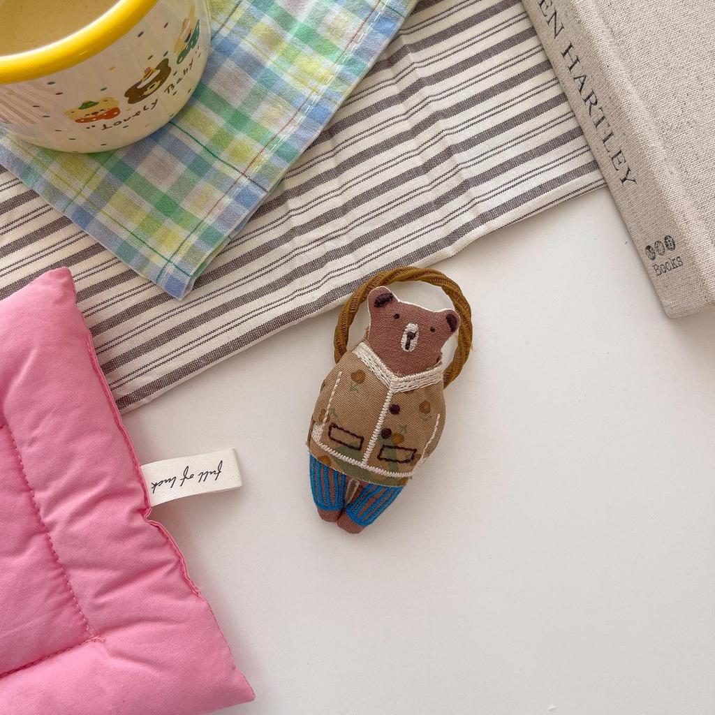 Koreanische Cartoon-Stoff-Baumwoll-Haargummis - Nicht-schädigende elastische Haaraccessoires für Mädchen, perfekt für Herbst und Winter