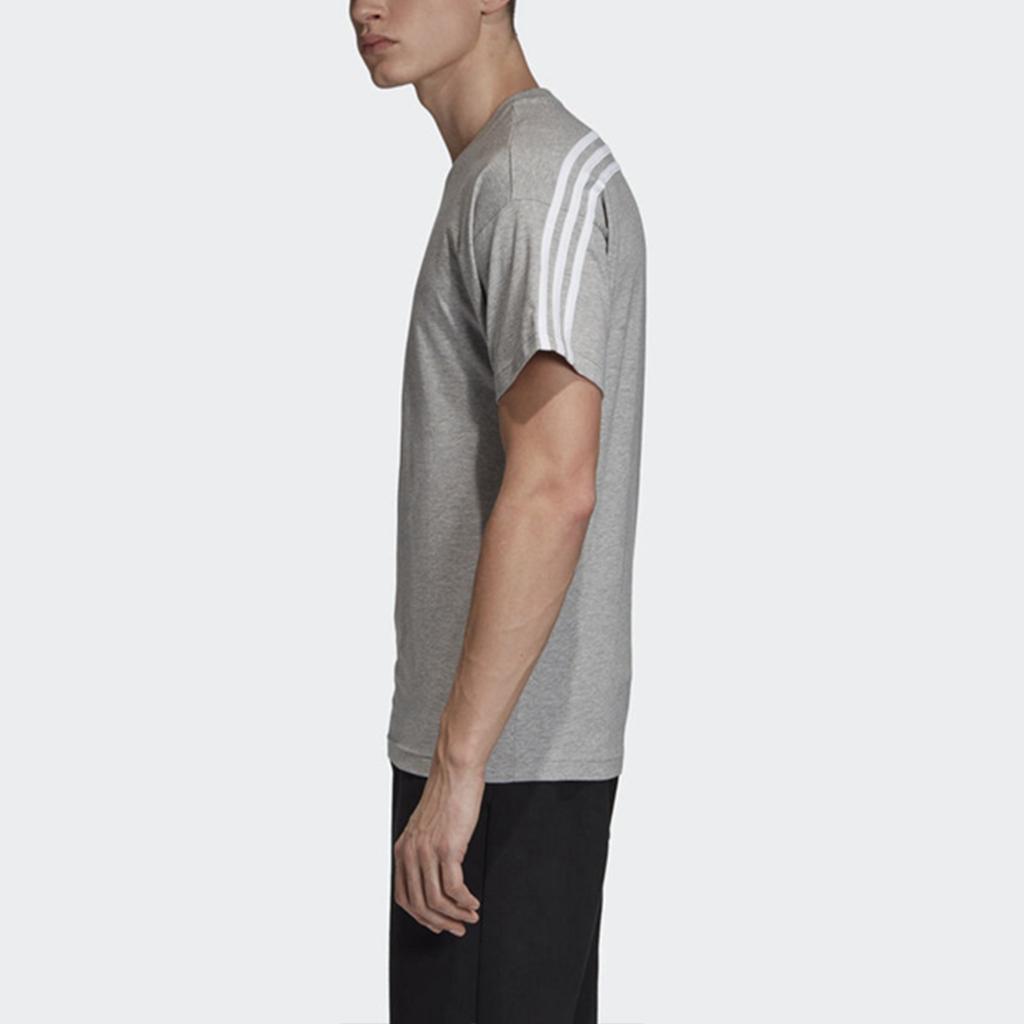 Adidas Logo Print Three-Stripe Casual Breathable Short Sleeve T-Shirt Men Tops Grey EB5275