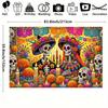 Mexican Culture Event Background with Marigolds and Papel Picado Flags