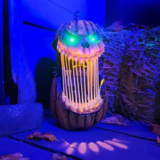 Halloweenská dýňová světelná dekorace Otevřená ústa Roztažitelná Strašidelná dýňová lucerna se zářícíma očima pro verandu terasu Vnitřní Venkovní dekor