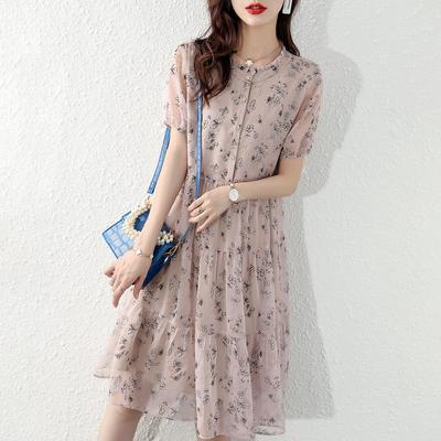 Summer New French Retro Gentle Fairy-like Literary Goddess Lantern Sleeve Mid-length Dress