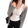 Cardigan Subțire Gri pentru Femei 2026: Tricou Korean cu Mânecă Lungă pentru Primăvară & Toamnă