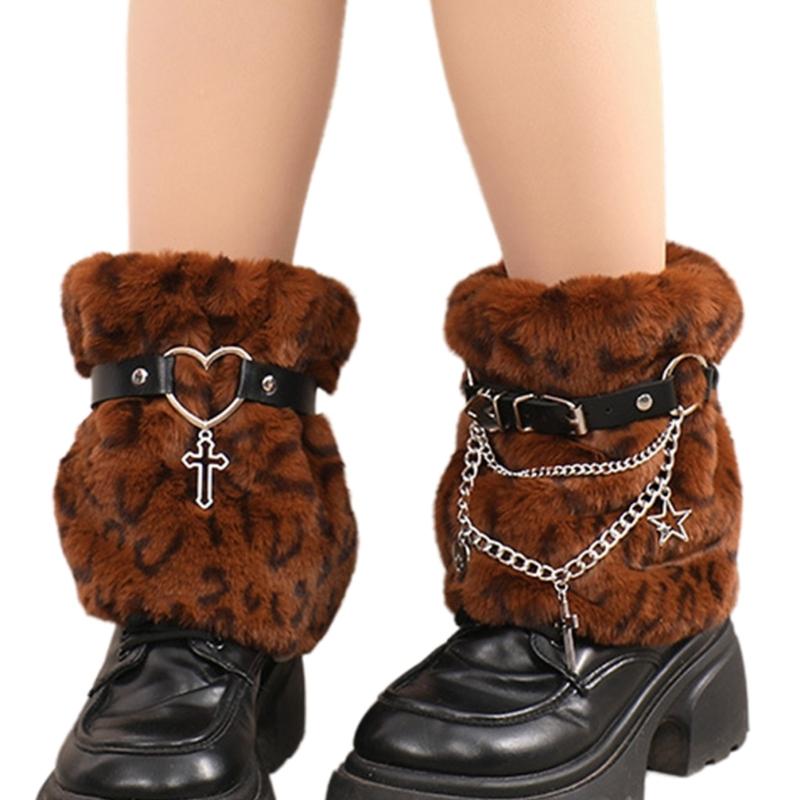 Damenpelz Beinwärmer Partykostüme Winterpelzig Lange Stiefelmanschetten Flauschige Schuhüberzieher Feiertagsfestival Auftritte Spiel