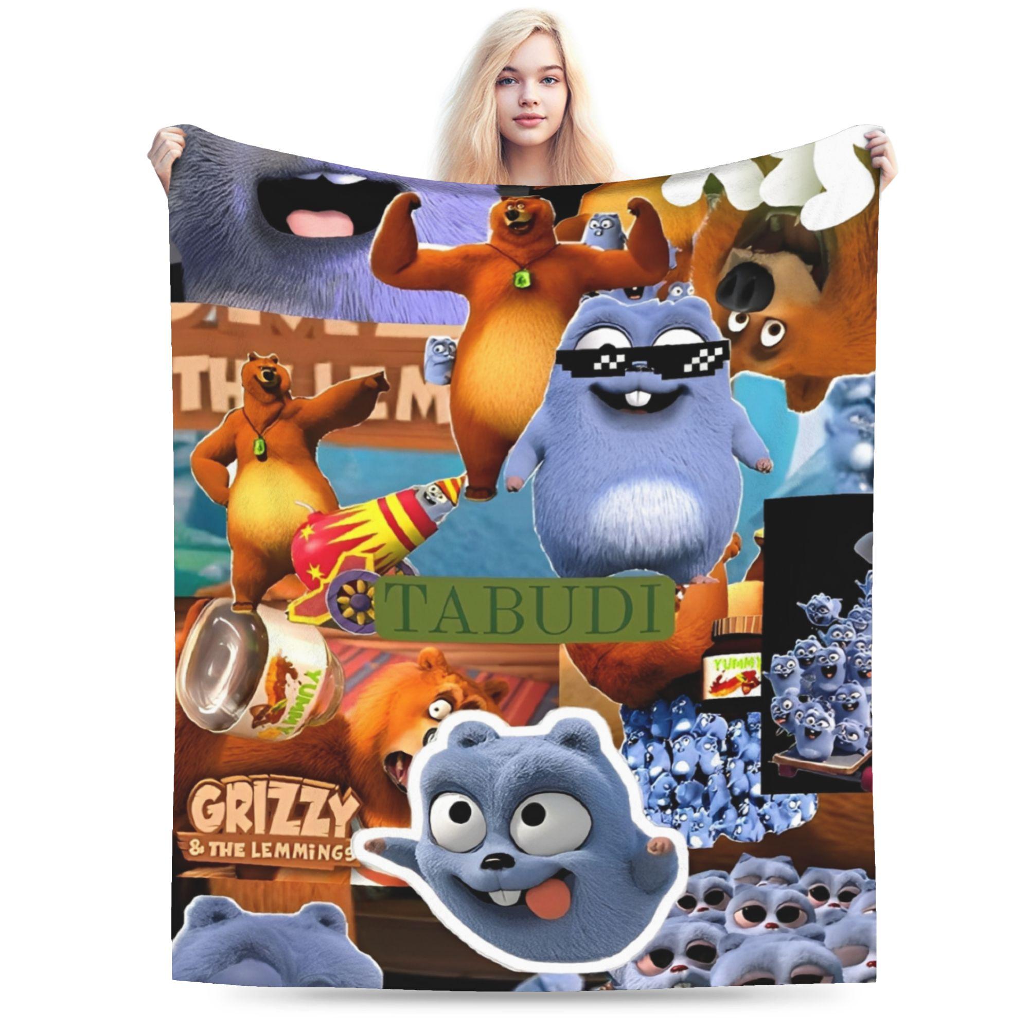 New Arrival Grizzy and The Lemmings Cartoon Blanket Super Soft Coral Fleece Plush Cozy Throw Blanket Machine Washable 75x90cm