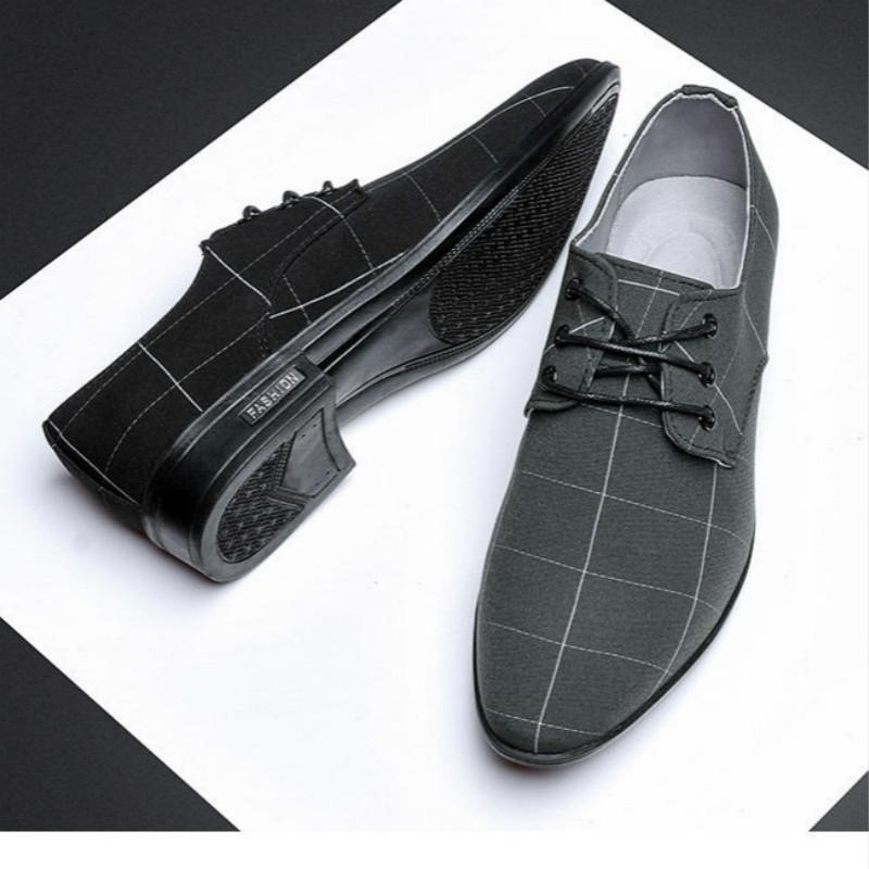 2025 Men's Pointed Casual Canvas Dress Business Shoes Summer Breathable Korean Version Trend Versatile Men's Shoes