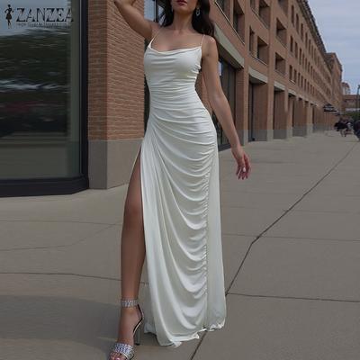 Elegant Women Cowl Neck Sexy Sleeveless Slip Long Dress