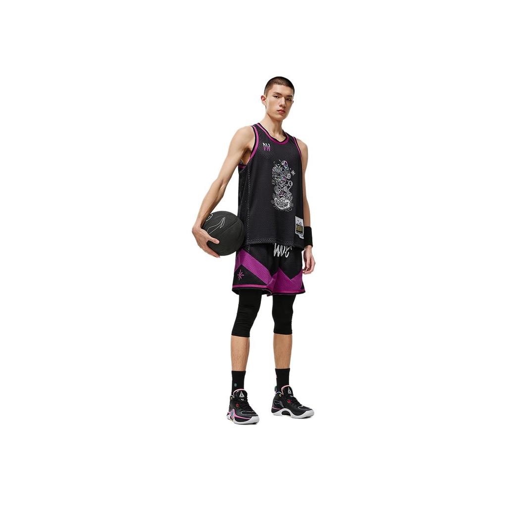 Li-Ning Wade Kuixing Dandou Series Letter Color Block Mid-Rise Straight Casual Shorts Unisex Shorts Black AAPT741-1