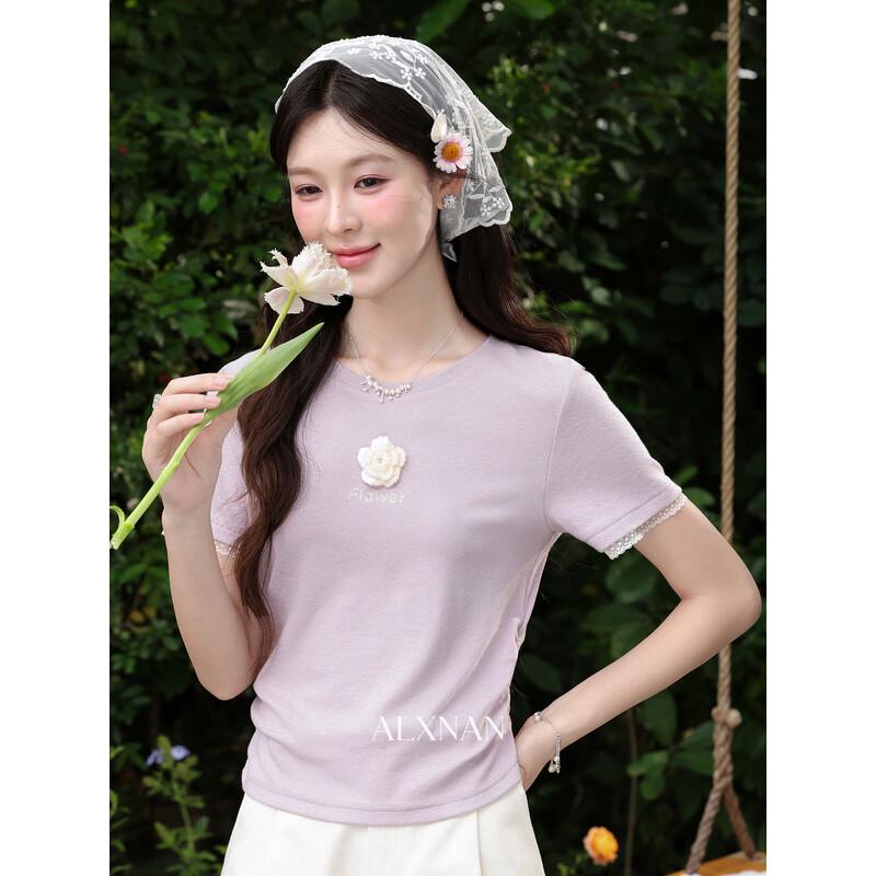 Women s Slim Fit Round Neck Short Sleeve T-Shirt L