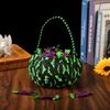 Bat Candy Polyester Halloween Bucket Portable Basket Handle Candy Basket Trick-or-Treat Bag Night Outdoor Adventures