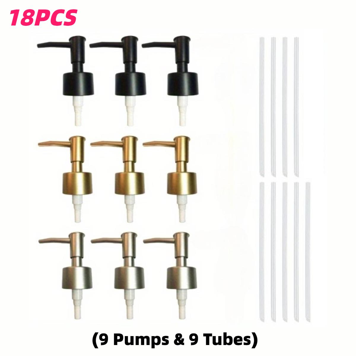 

18pcs Soap Dispenser Pump Set with 9 Pumps and 9 Tubes for 25Mm Soap Bottles ABS Material Reusable for Kitchen Bathroom Hotel