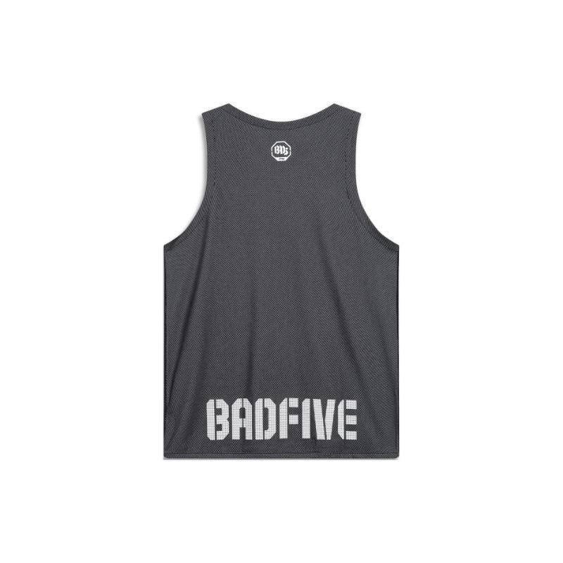Li Ning Bad Five Letter Print Sweat-Wicking Loose Basketball Jersey Men Tops AAYT045-1