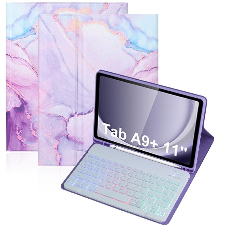 

Samsung A9 Plus Tablet Bluetooth Keyboard Case: RGB Backlit, Marble Texture Galaxy A9+ SM-X210/X