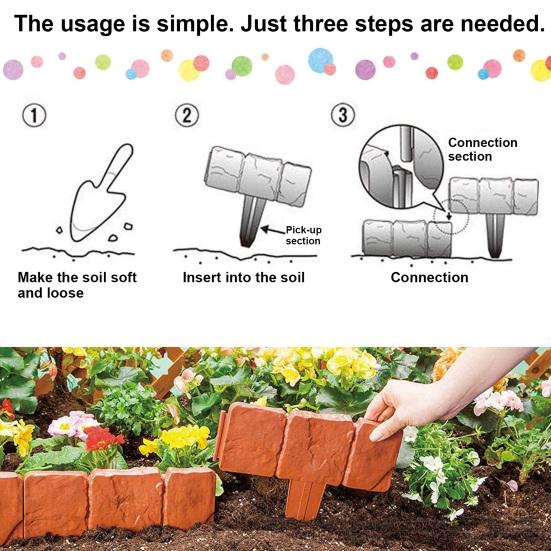 Plastic Garden Fence No Dig Garden Edging Panels Landscaping Border Panels Retaining Fence for Flower Beds Lawns Paths