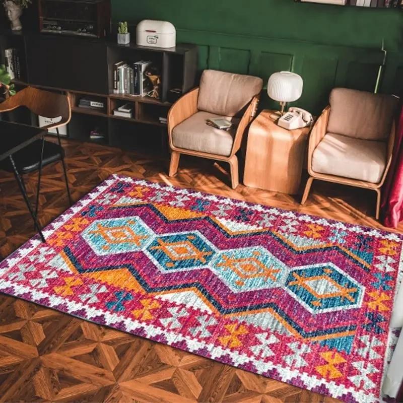 Morocco Bedroom Ethnic Rug Home Thick Non-slip Carpet Fluffy Soft Study Floor Mat Retro American Carpets for Living Room Decor