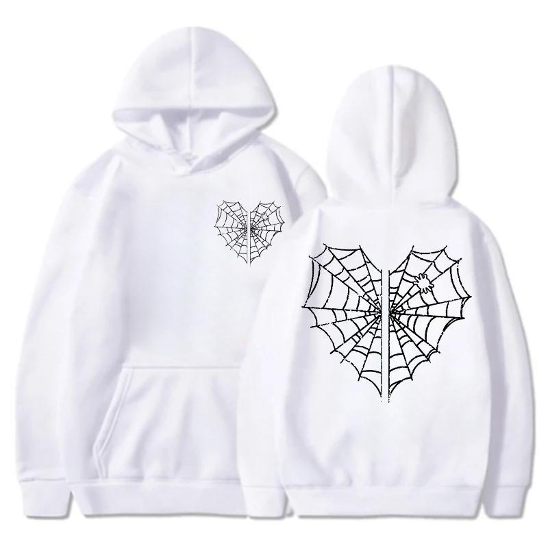 Casual Women's Hoodies Spider Print Women Hoodie Stylish Hooded Sweatshirt Long Sleeve Top Autumn Winter Pink Hoodies Hooded