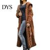 Hooded Coat Women Sweater Jacket with Pockets Mid Length Knitted Twisted Texture Solid Winter Color Long Sleeve Plus Size Thick Daily Commuting
