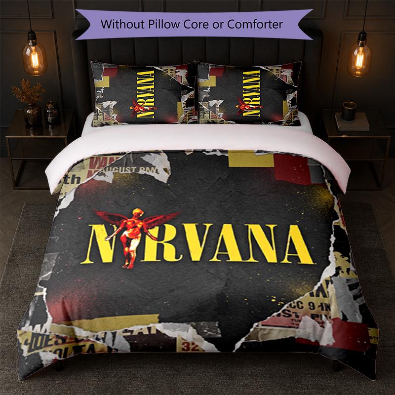 Nirvana Print 3Pcs Bedding Set Duvet Cover With Two Pillowcases Soft Bed Linen For Household Bedroom