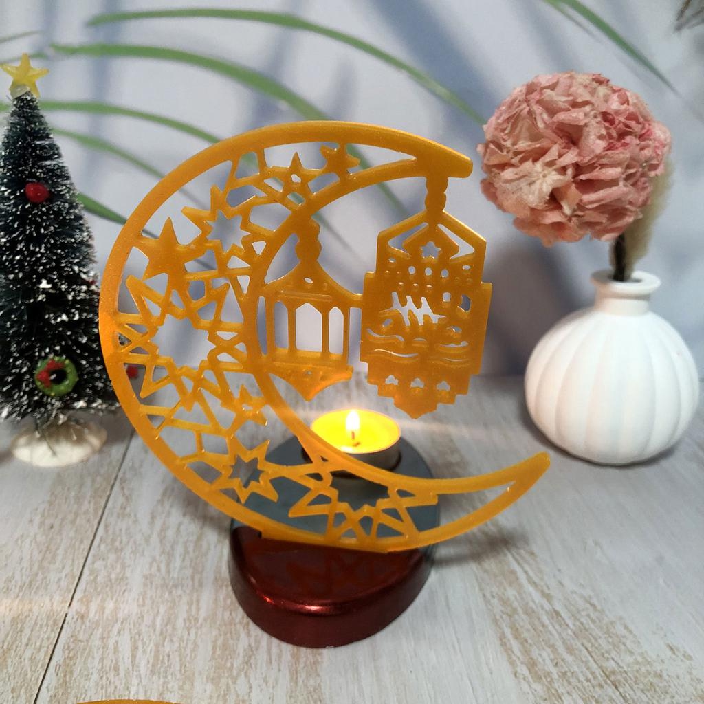 Eid Theme Tealight Holder Molds with Base Moon Shape Candlestick Molds for DIY CraftCandle Holder Tealight Holder