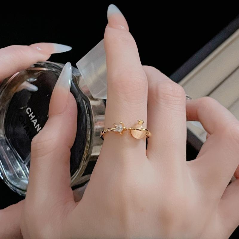 [Golden Mang Honey Language] Medieval Vintage Enamel Gold High-End Flower Opening Ring Female Light Luxury Ring