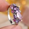 1pc Elegant Floral Rainbow Zirconia Ring, Synthetic Stone Setting Copper Base - Wedding Evening Gift for Women, All Seasons