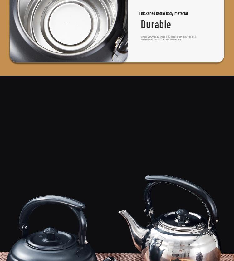 Thickened Stainless Steel Black Classical Teapot for Restaurant and Hotel, Induction-Compatible, Small Tea Art Kettle.