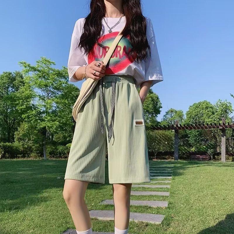 Ice Silk Sports Shorts Women's Summer Slim Slim Straight Casual Quarter Pants